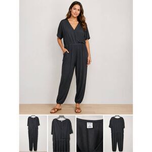 Old Navy Black Surplice Jumpsuit XL
